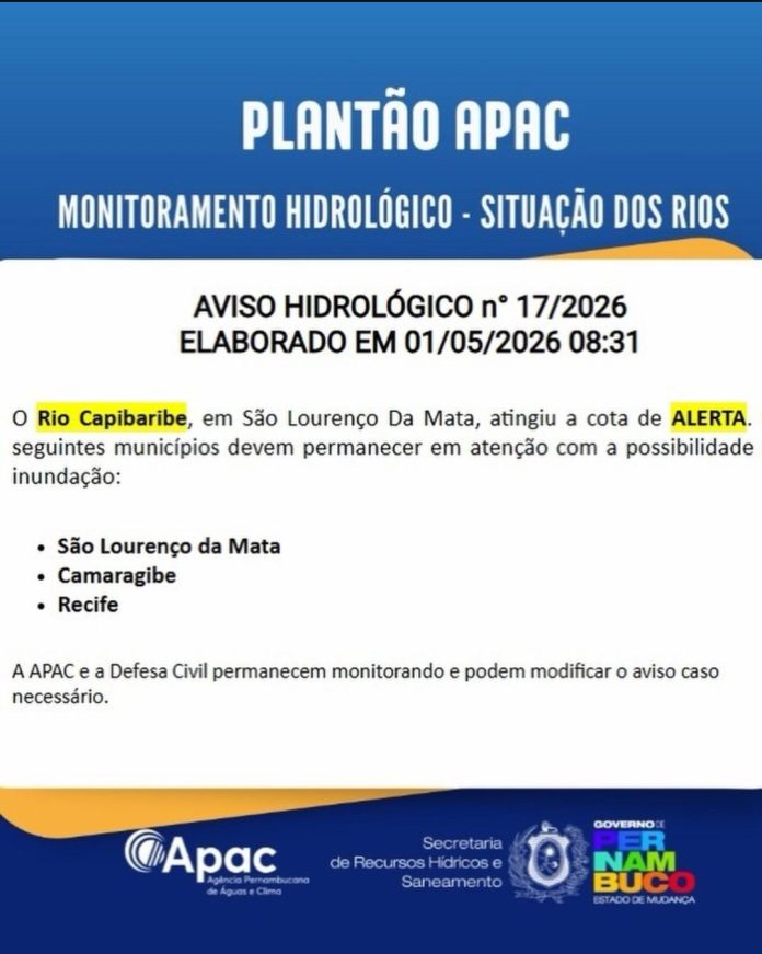 Os municípios de São Lourenço da Mata, Camaragibe e Recife devem permanecer em estado de atenção. Foto: Reprodução/APAC